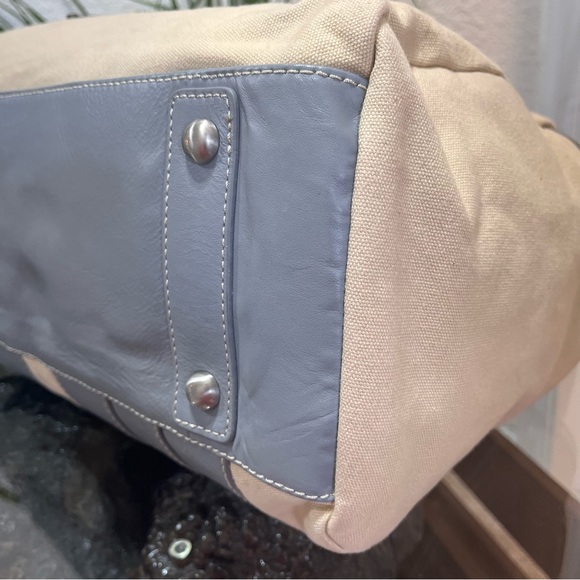 💋💋RARE💋💋 Zac Posen Leather And Canvas Tote Bag - Picture 9 of 16